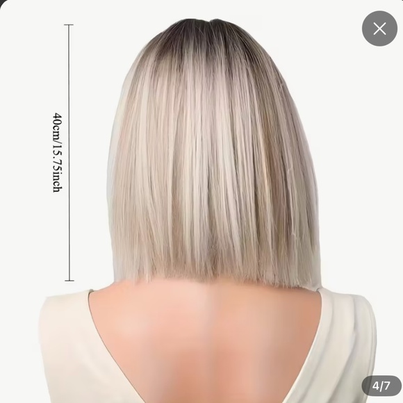 Heat-Resistant Synthetic Bob Wig - Ombre Blonde  Gradient. - Picture 4 of 5
